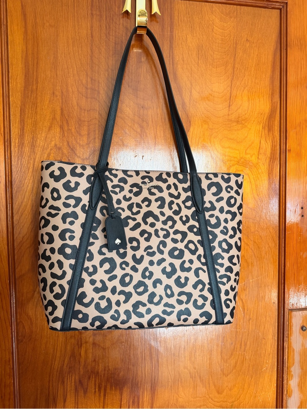 kate spade Leopard Print Tote in Beige and Black